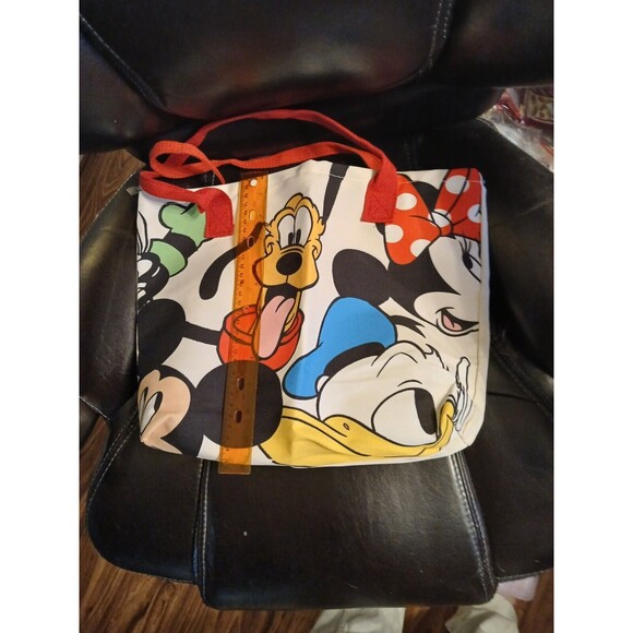 Large Canvas Disney Pluto Weekender Bag Tote 12" Red Handles Lined - Picture 9 of 10